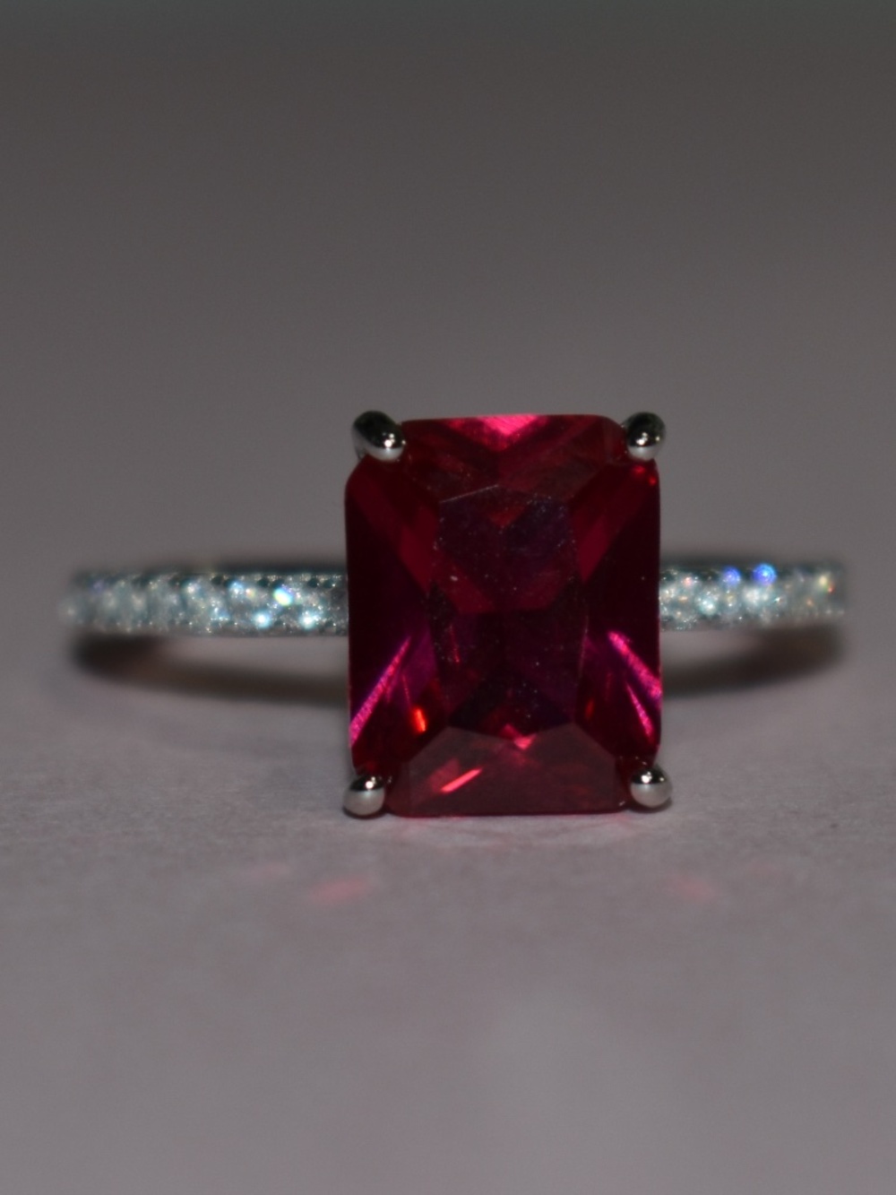 Moissanite 4ct Ruby Ring - Picture 3 of 10